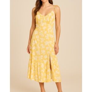 Abercrombie & Fitch Butter Yellow Floral Midi Dress XS